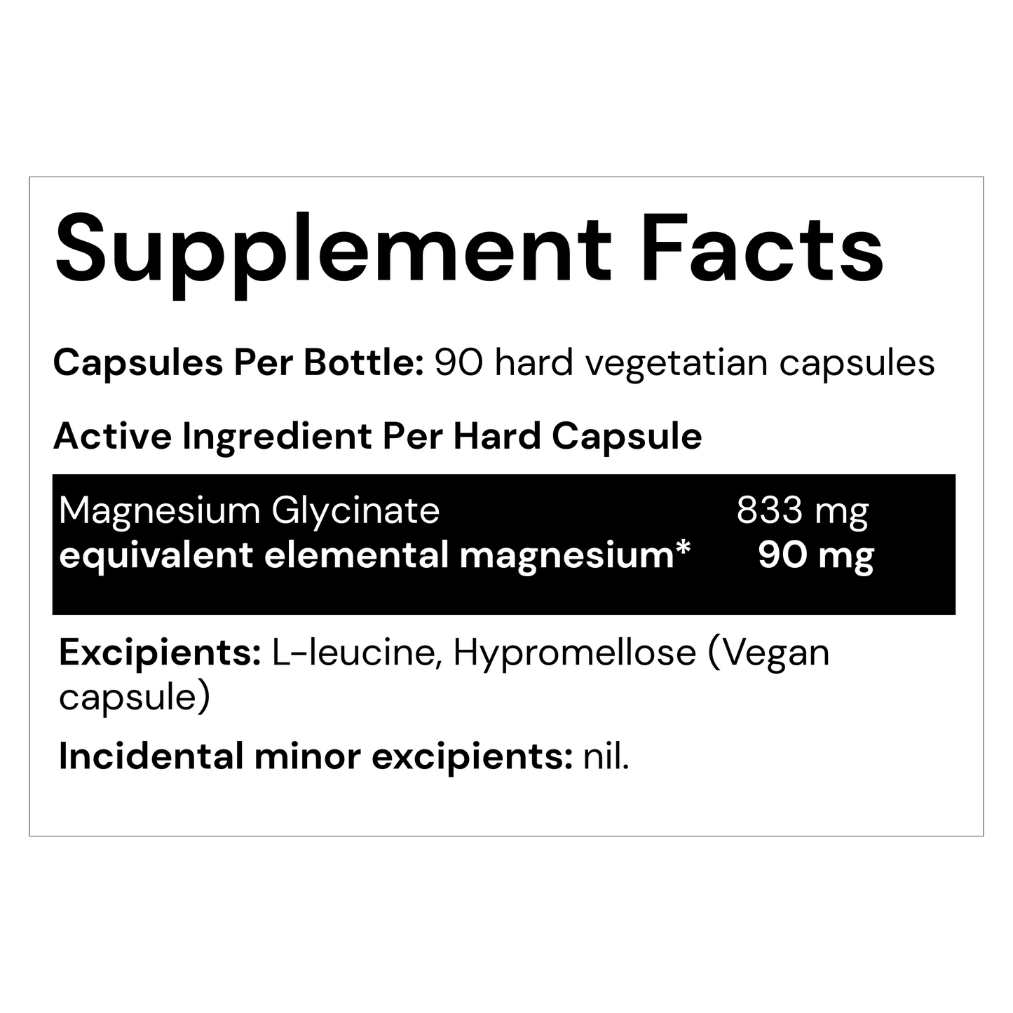 Magnesium Glycinate (Pure & Unbuffered) - 90 Capsules
